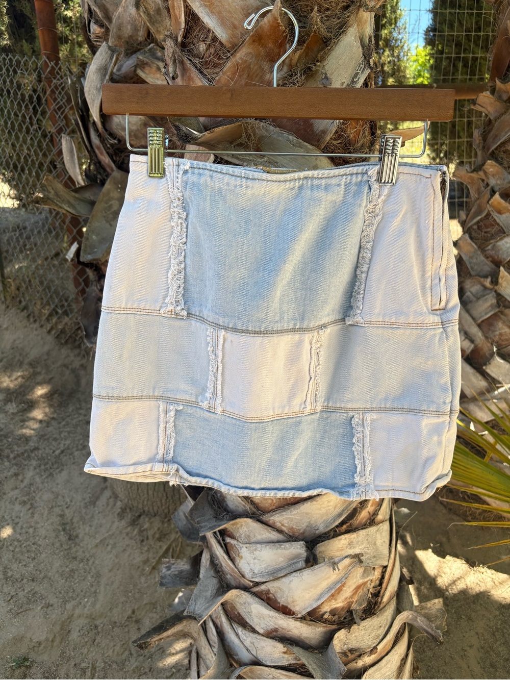 PacSun Light Blue Patchwork Denim Mini Skirt